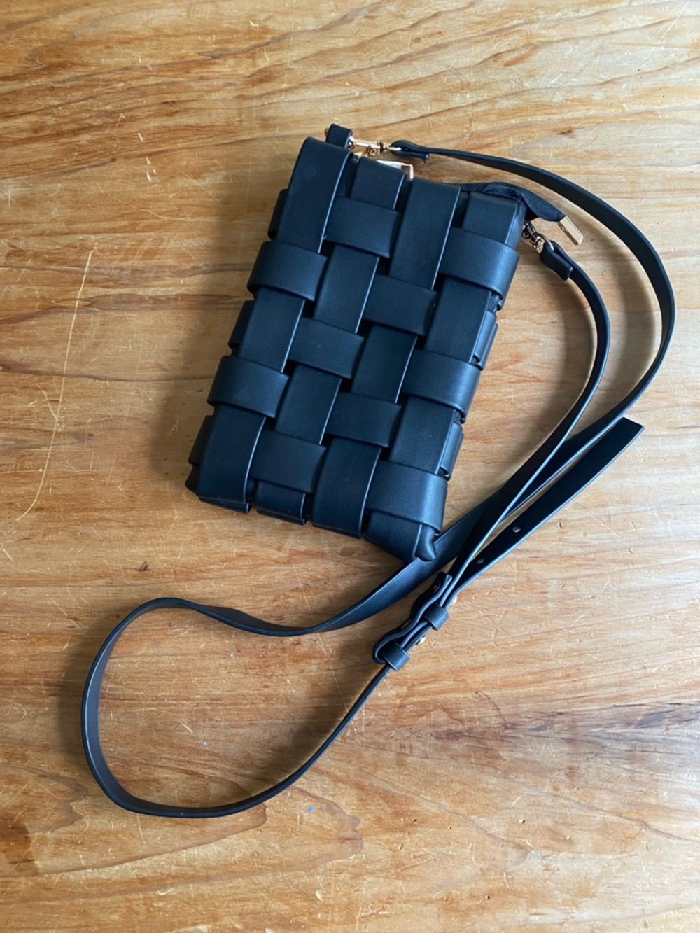 Anthropologie “Lindy” Woven Phone Case Crossbody Bag *vegan leather strap style*